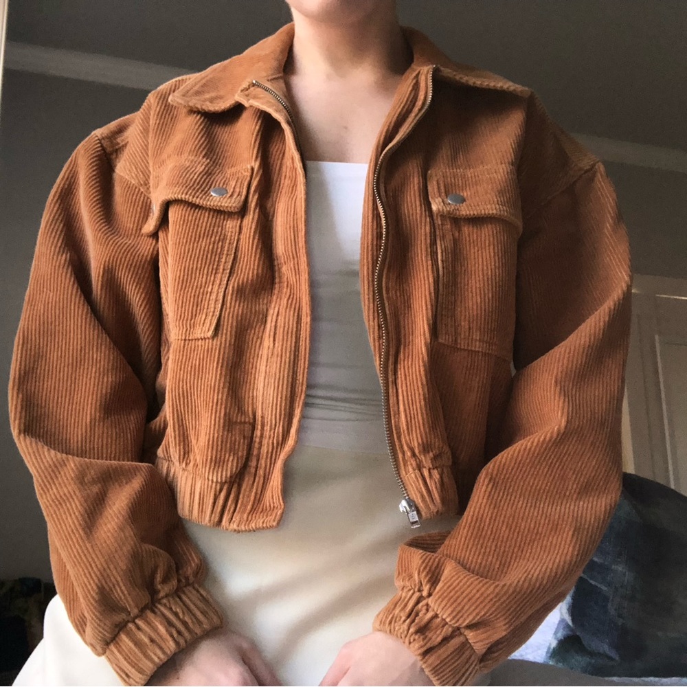Women’s Burnt Orange / Rust Corduroy Cropped Light Weight Jacket